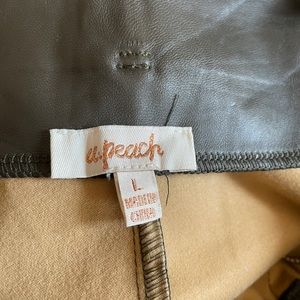 Buckle Leather Pants Straight Leg